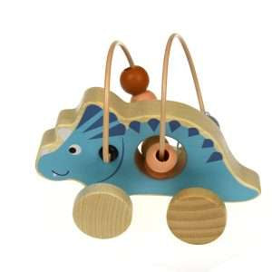 WOODEN DINOSAUR BEAD MAZE ON WHEELS