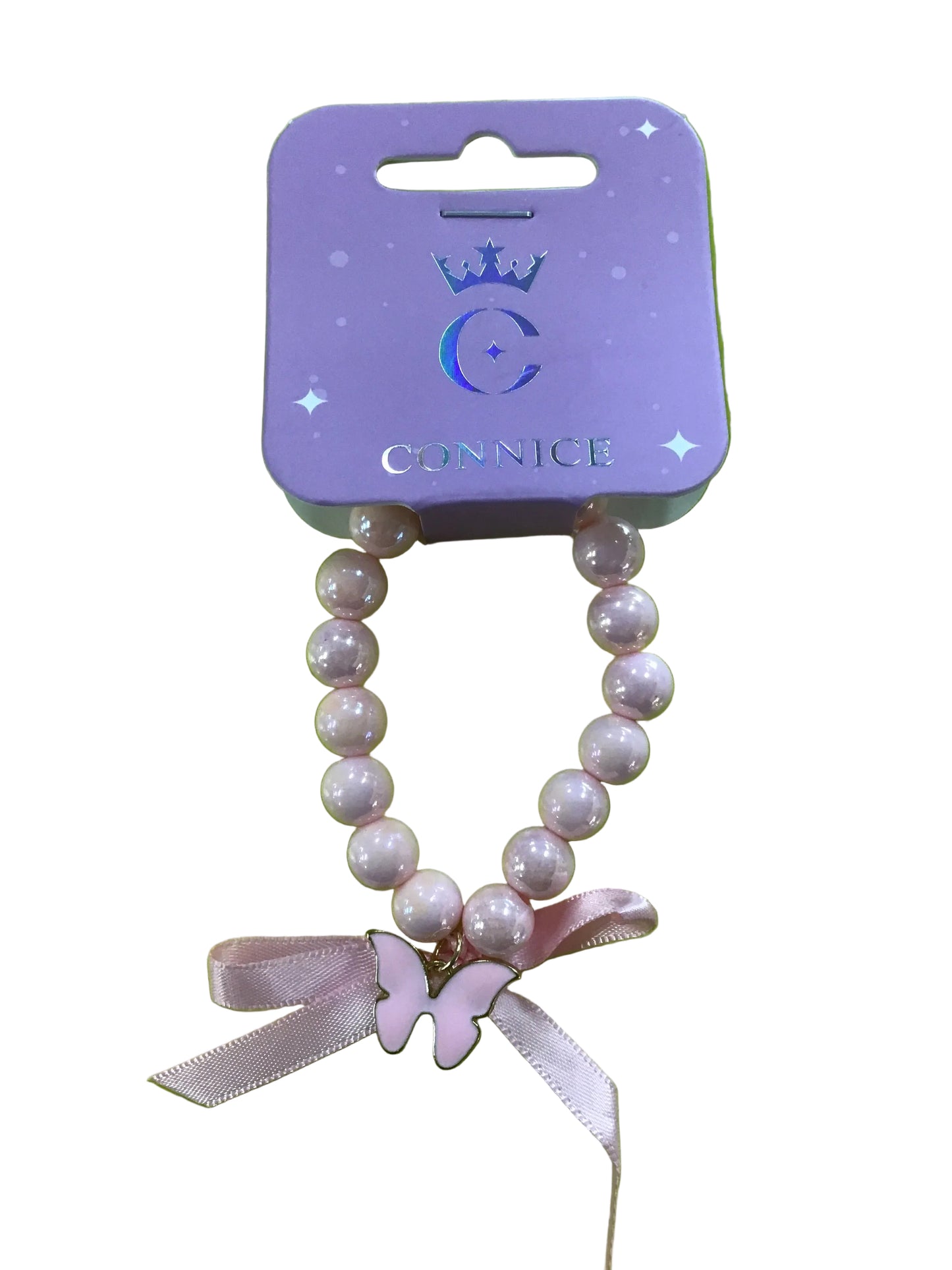 C/NICE HC10171 PINK BEAD B/FLY BRACELET