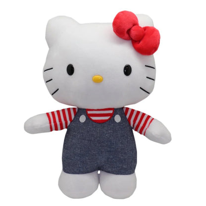 HELLO KITTY MED PLUSH RED BOW/OVERALLS