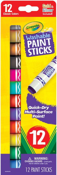 CRAYOLA PAINT STICKS WASHABLE 12CT