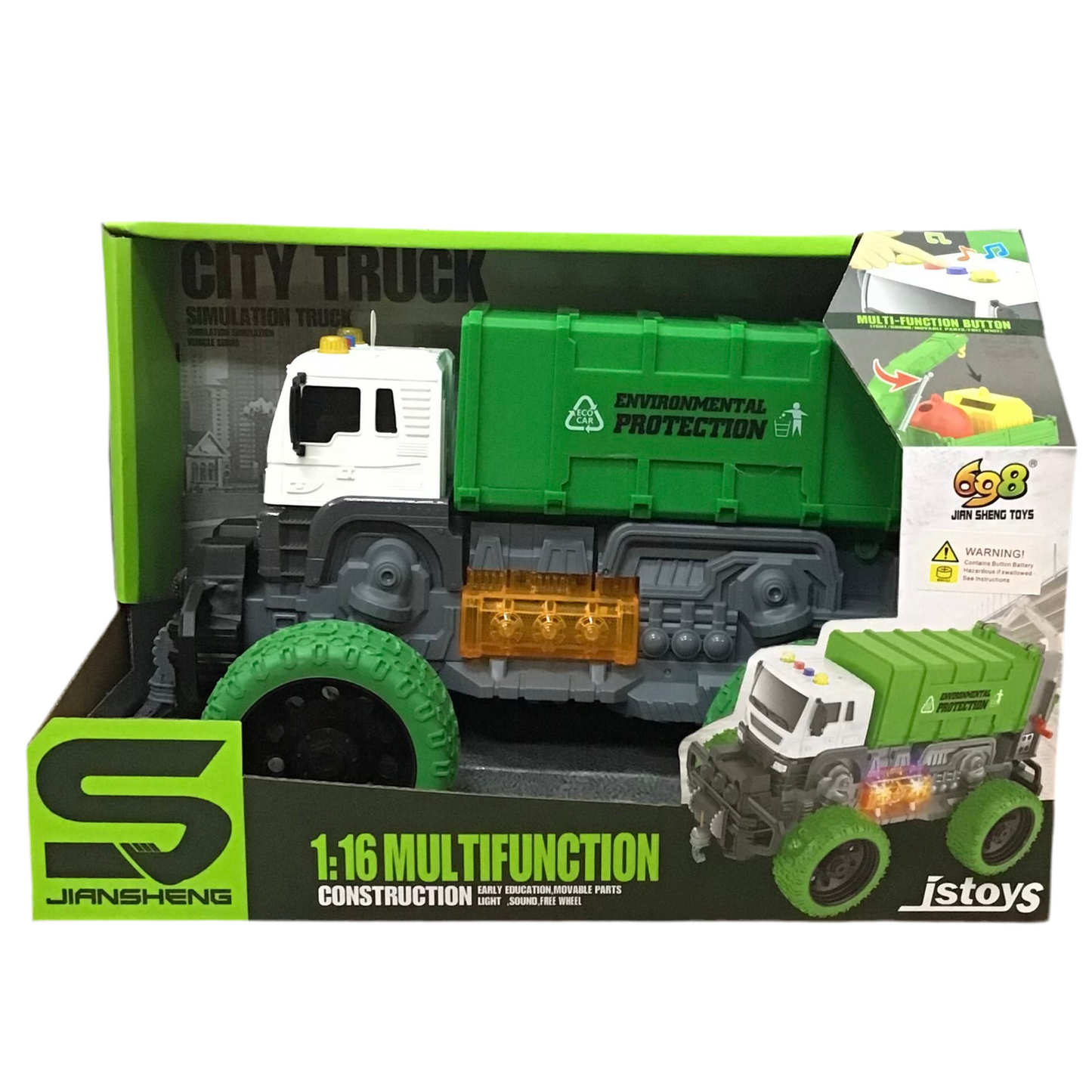 GARBAGE TRUCK MONSTER WHEELS L&S 30CM