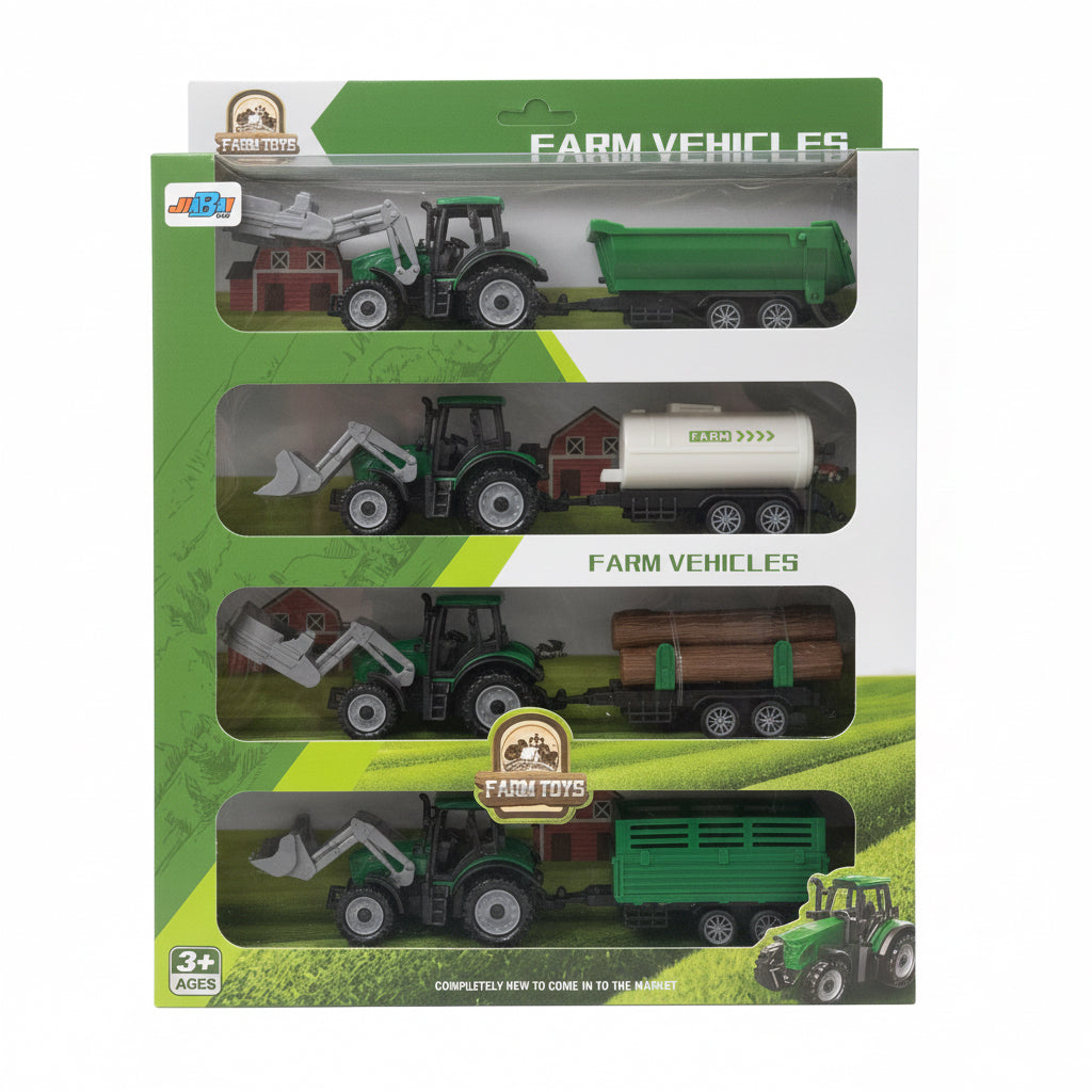 FARM VEHICLES TRACTORS AND TRAILERS 4PK