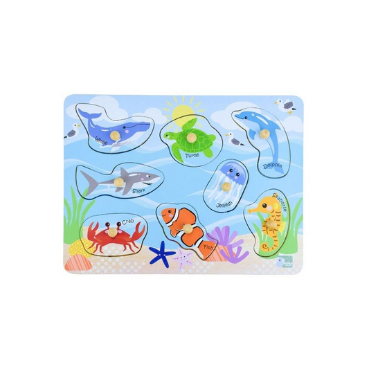 PUZZLE WOOD 2 IN 1 SEA ANIMALS & HABITAT