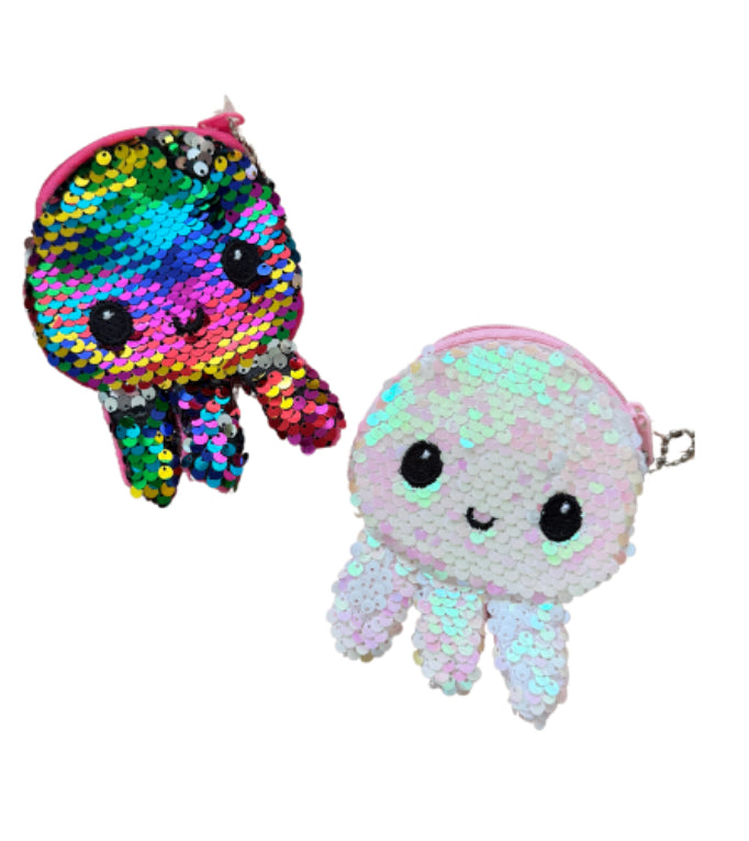 KEY CHAIN PURSE SEQUIN OCTOPUS