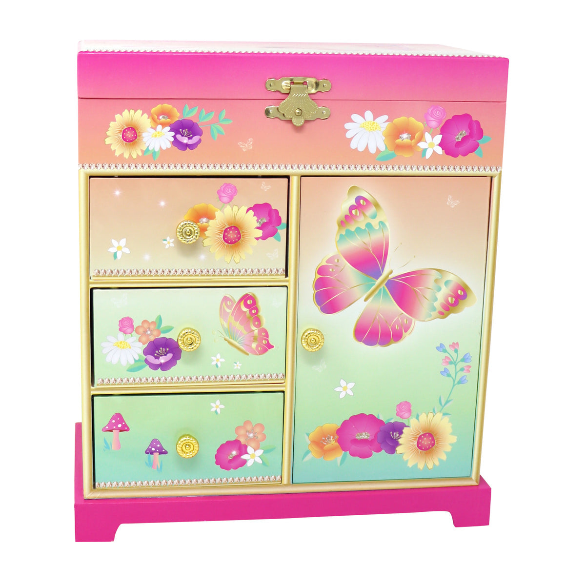 P/POP RAINBOW BUTTERFLY LRG MUSIC BOX