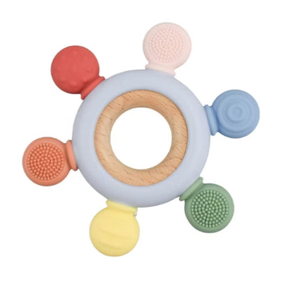 WOODEN & SILICONE SENSORY TEETHER RING