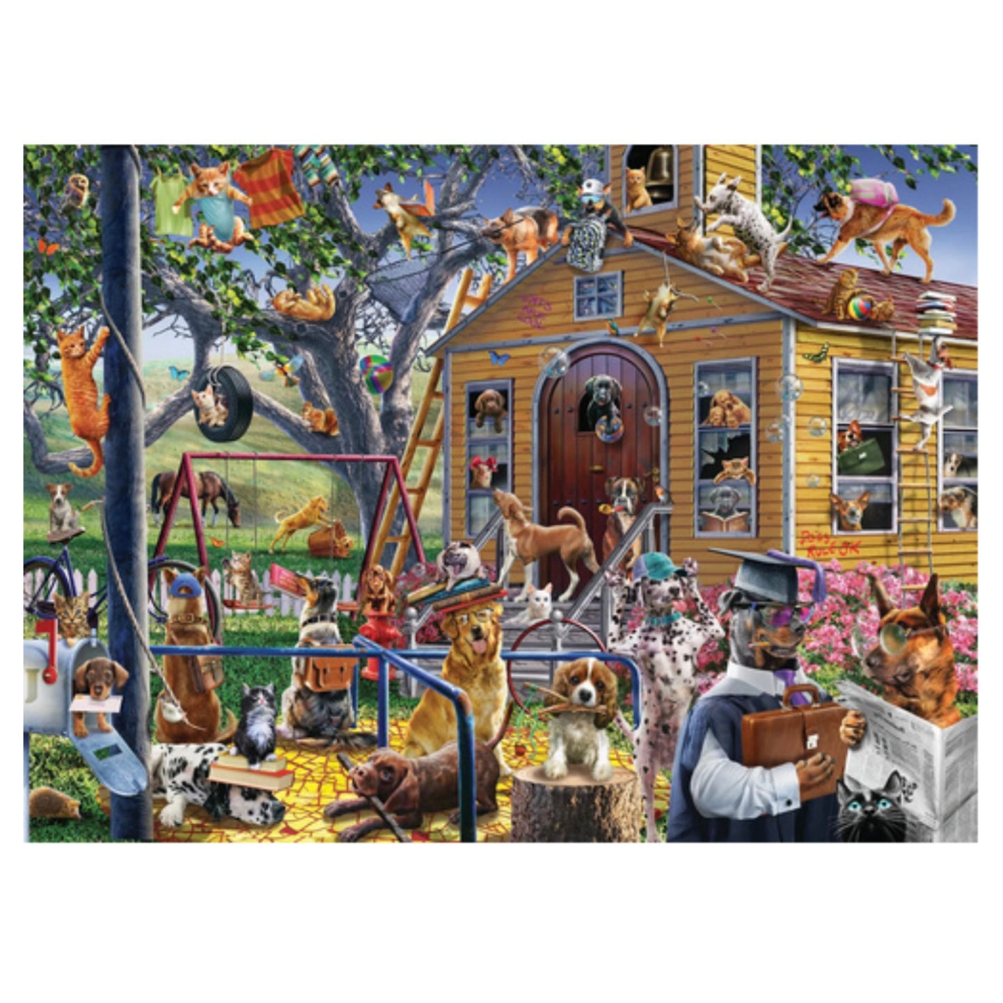 PUZZLE 1000PC NAUGHTY DOGS SCHOOLYARD