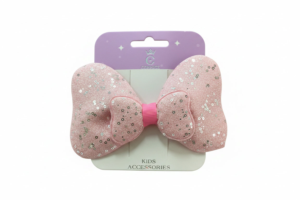 C/NICE HC13561 LGE GLITTER BOW HAIR CLIP