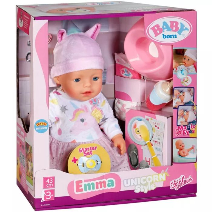 BB BABY BORN EMMA 43CM IN UNICORN STYLE