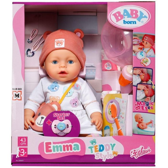 BB BABY BORN EMMA 43CM IN TEDDY STYLE