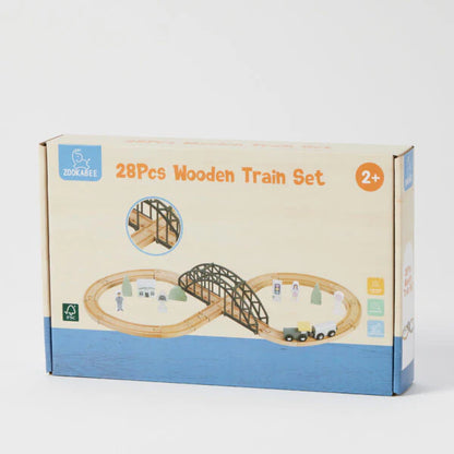 PILBEAM WOODEN TRAIN SET 28PCS