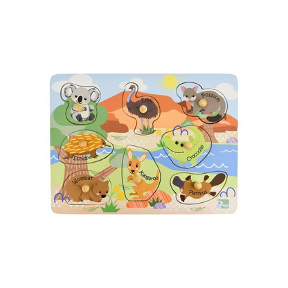 PUZZLE WOOD 2 IN 1 AUSSIE ANIMALS & BABY