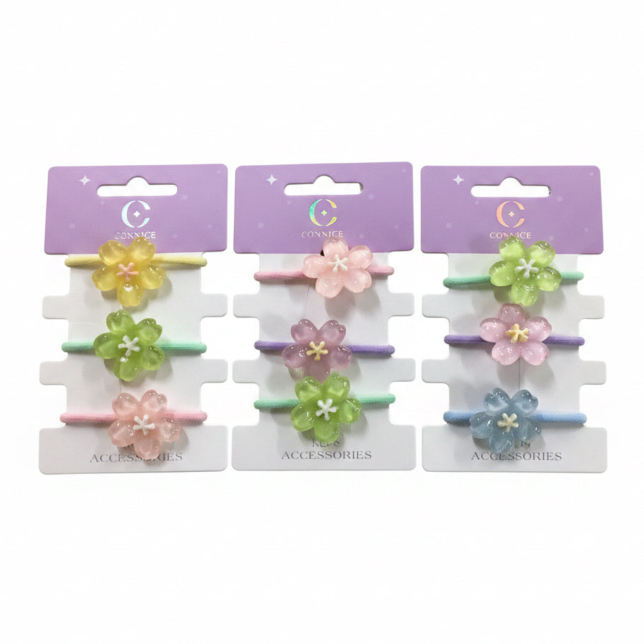 C/NICE HC09038 3PC FLOWER HAIR TIES