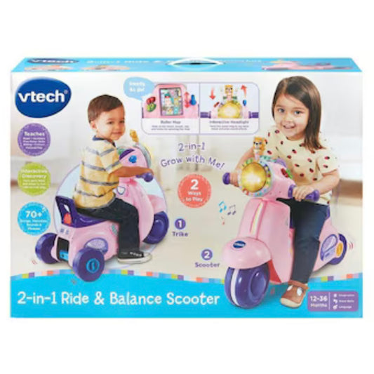 VTECH 2 IN 1 RIDE & BALANCE SCOOTER PINK