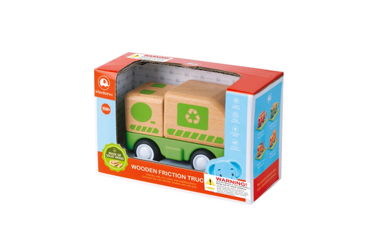 WOODEN FRICTION L&S RECYCLING TRUCK