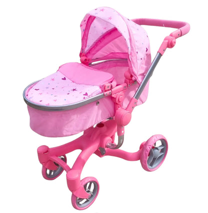 PW DOLL PRAM 2 IN 1 DLX PINK W STARS