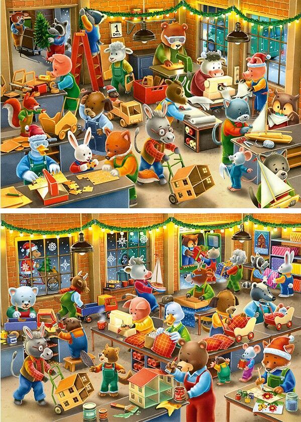 PUZZLE 2X12PC CHRISTMAS TOY FACTORY