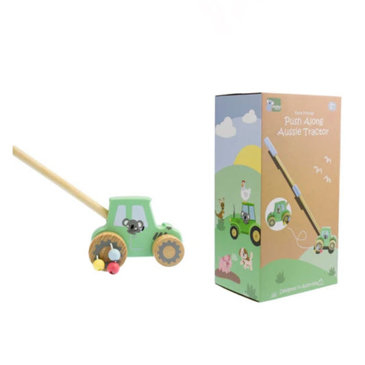 WOODEN PUSH ALONG AUSSIE TRACTOR