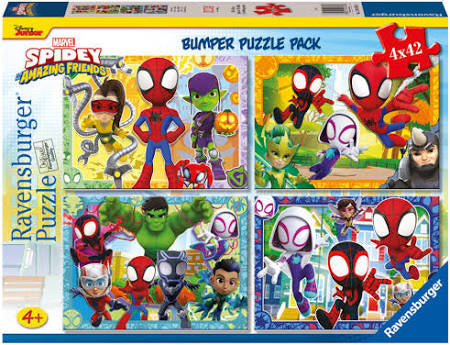 PUZZLE 4X100PC SPIDEY & FRIENDS BUMPER