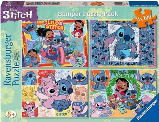 PUZZLE 4X100PC DISNEY STITCH BUMPER PACK