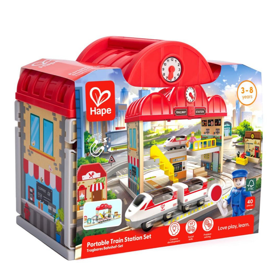 HAPE RAILWAY PORTABLE TRAIN STATION SET