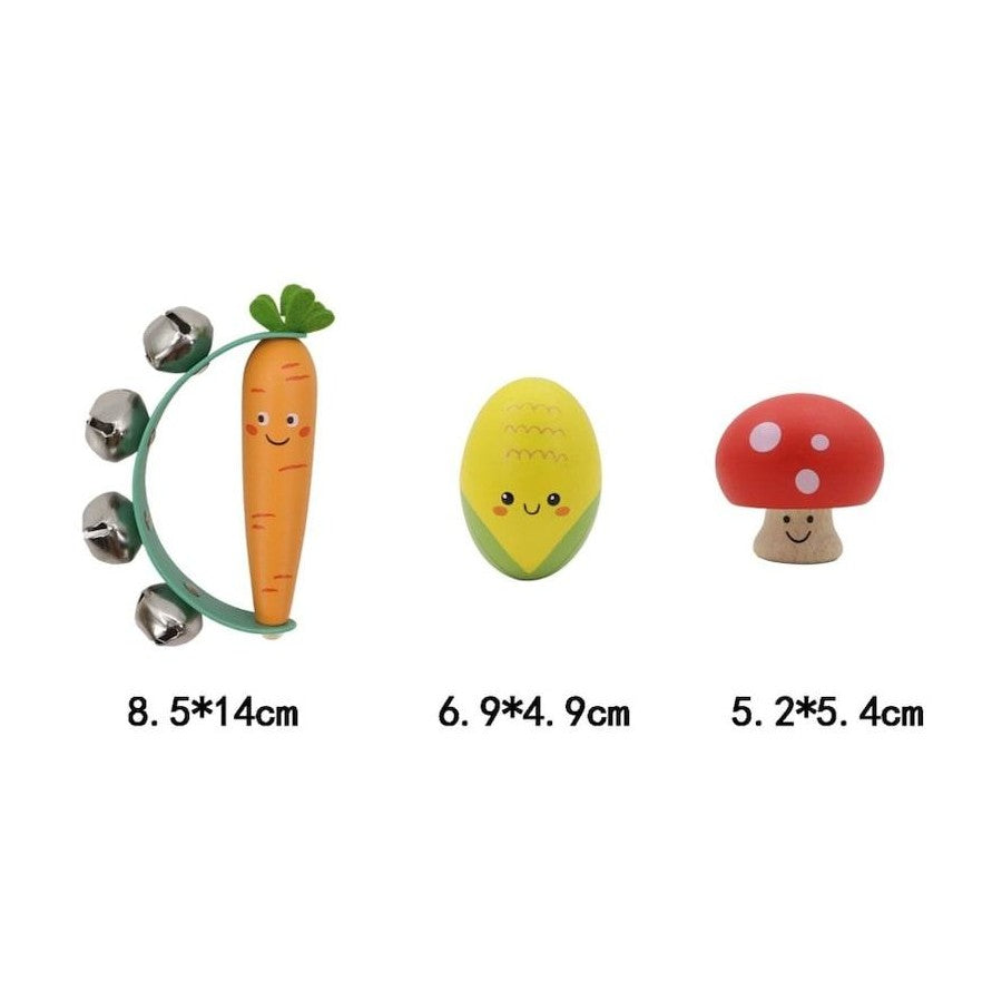 WOODEN VEGGIE 3PC MUSICAL SET