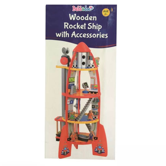 WOODEN ROCKET SHIP PLAYSET