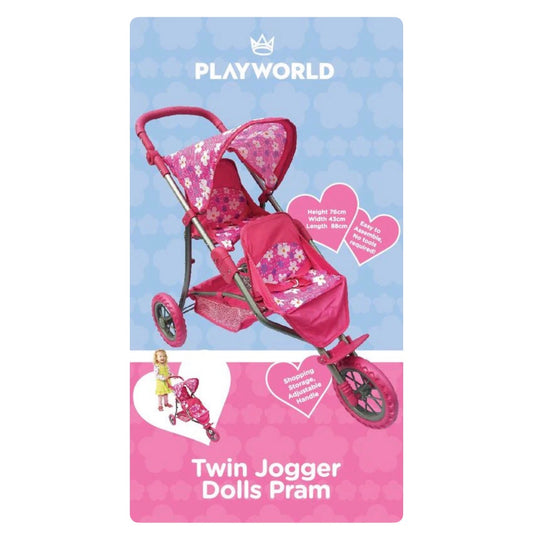 DOLL TWIN JOGGER PINK W FLOWERS