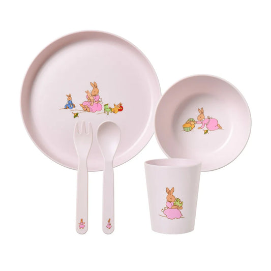 BUNNYKINS 5 PC DINNER SET PINK