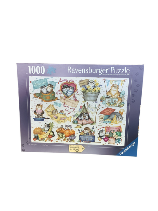 PUZZLE 1000PC CRAZY CATS CALENDAR