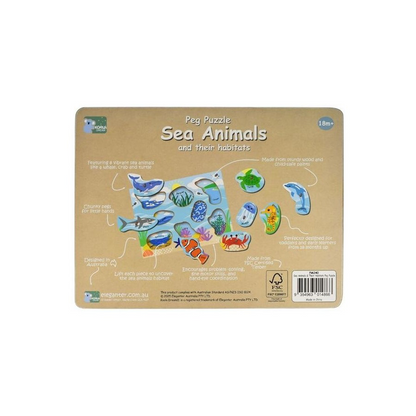 PUZZLE WOOD 2 IN 1 SEA ANIMALS & HABITAT
