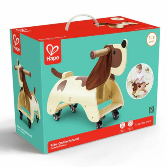 HAPE WOODEN RIDE ON DACHSHUND DOG