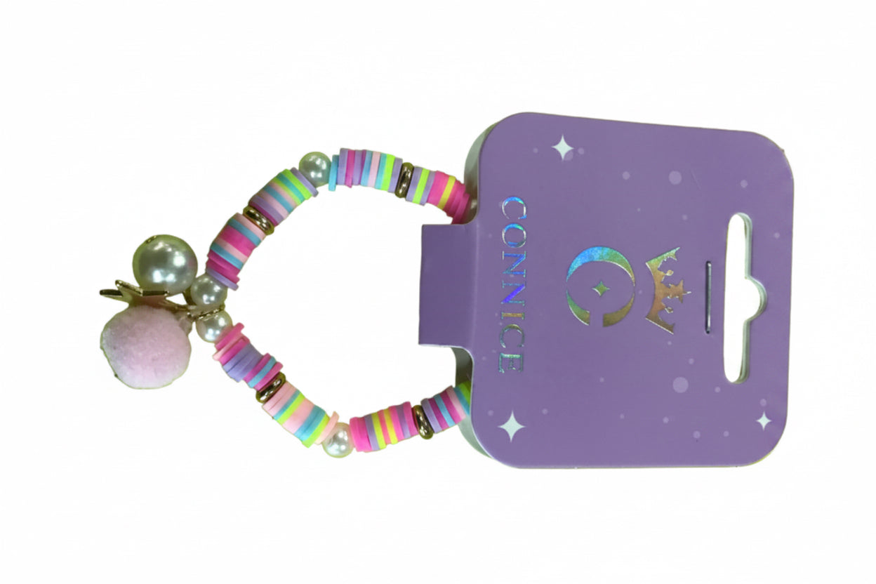 C/NICE HC10140 CLAY DISC POMPOM BRACELET