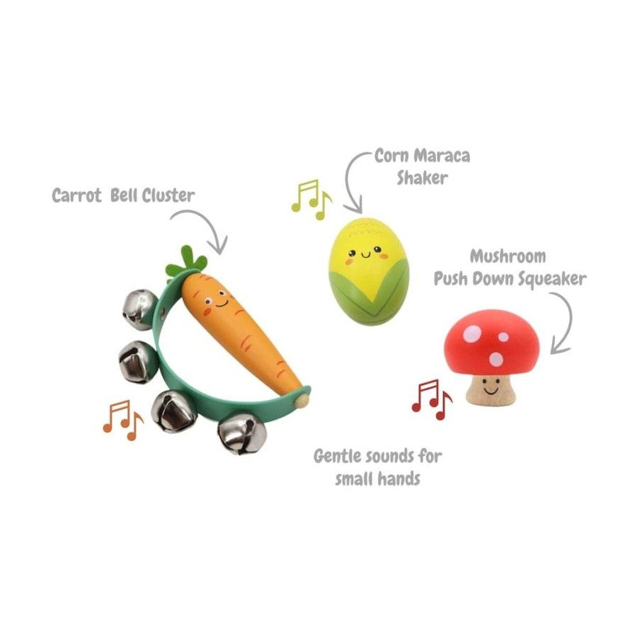 WOODEN VEGGIE 3PC MUSICAL SET
