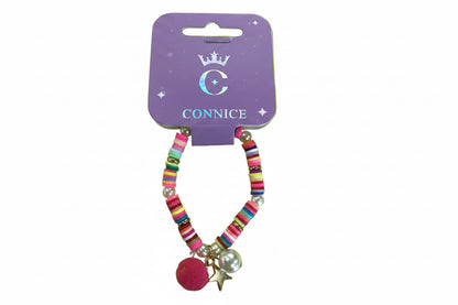 C/NICE HC10140 CLAY DISC POMPOM BRACELET