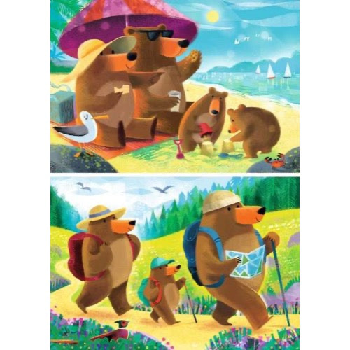 PUZZLE 2X24PC BEAR FAMILY VACATION