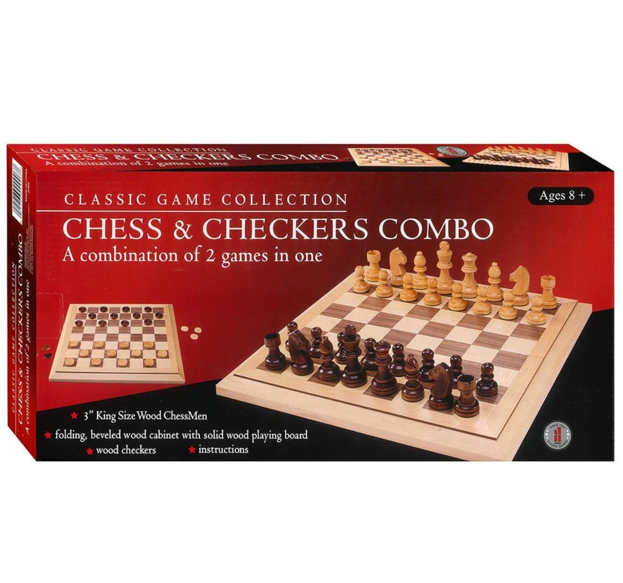 GAME WOODEN CLASSIC 2 IN 1 CHESS & CHECK