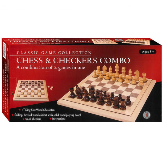 GAME WOODEN CLASSIC 2 IN 1 CHESS & CHECK