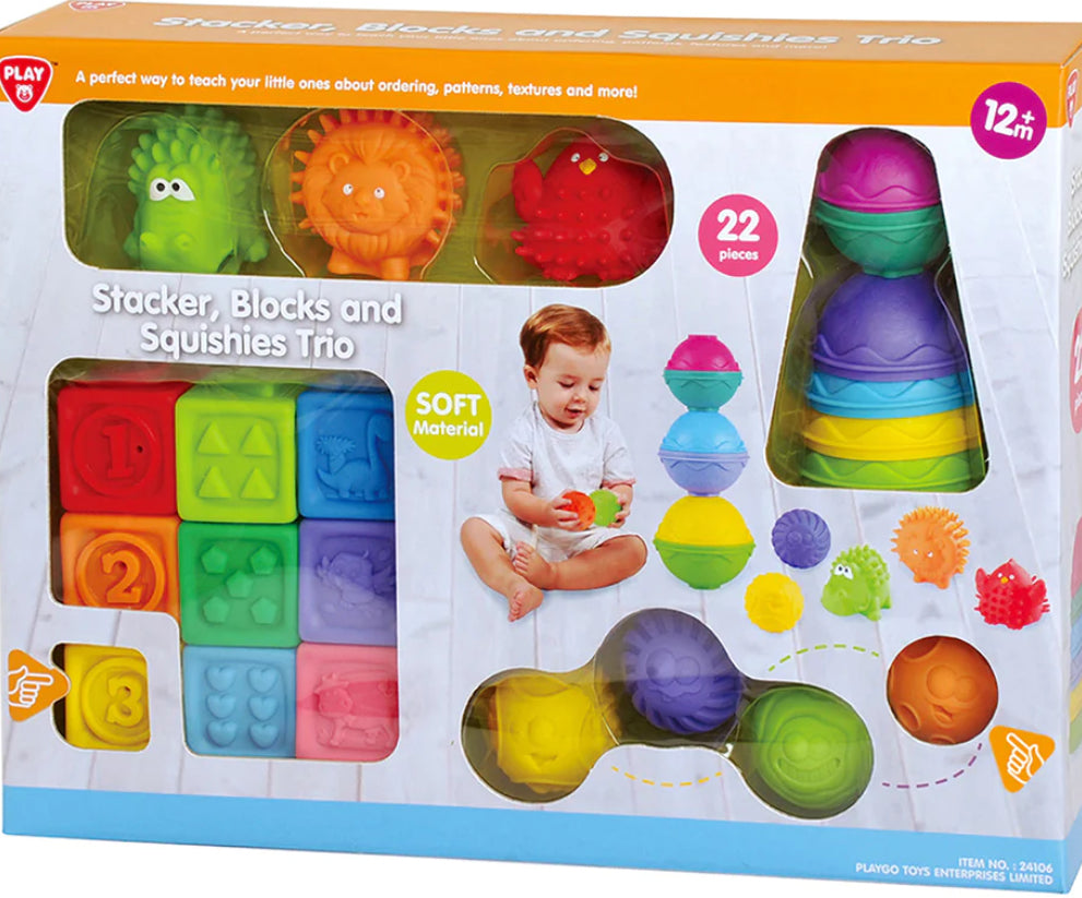 PLAYGO STACKER BLOCK & SQUISHY TRIO