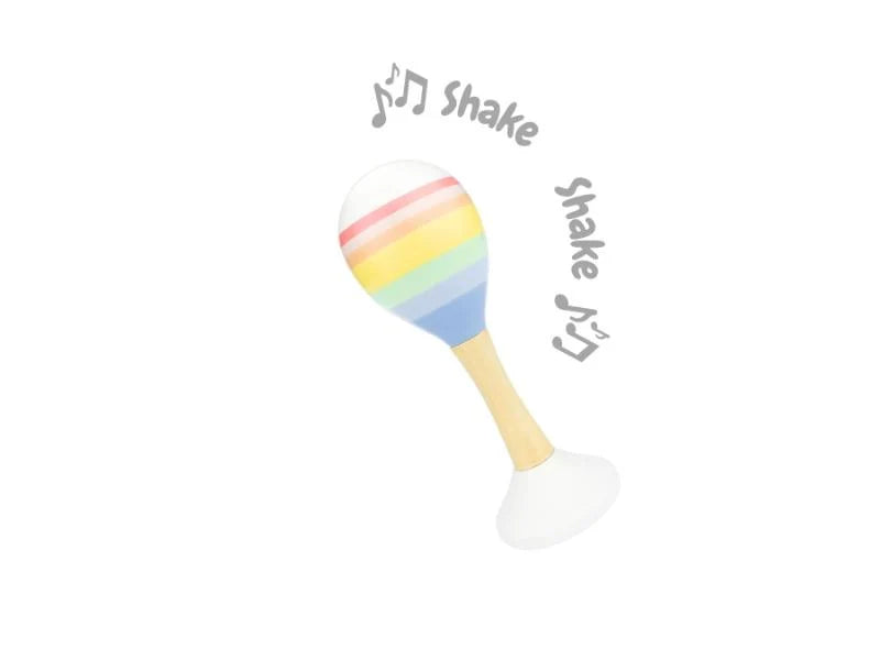 WOODEN MARACA RAINBOW