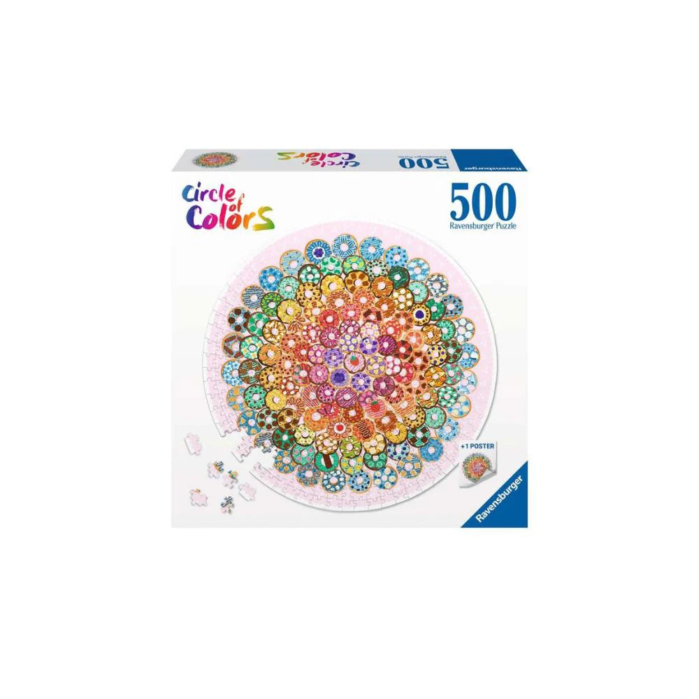 PUZZLE 500PC CIRCLE OF COLOR DONUTS