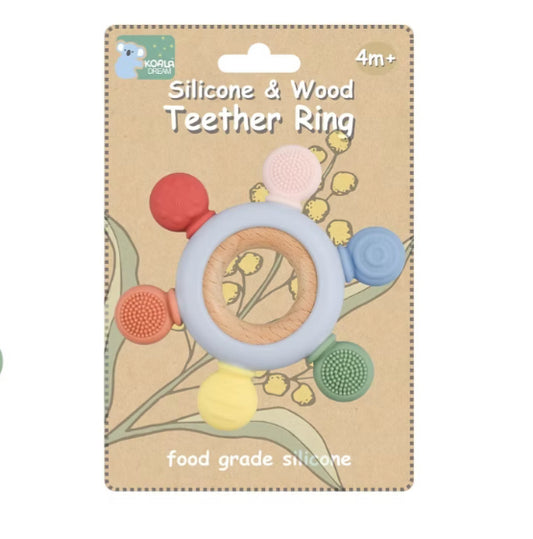 WOODEN & SILICONE SENSORY TEETHER RING