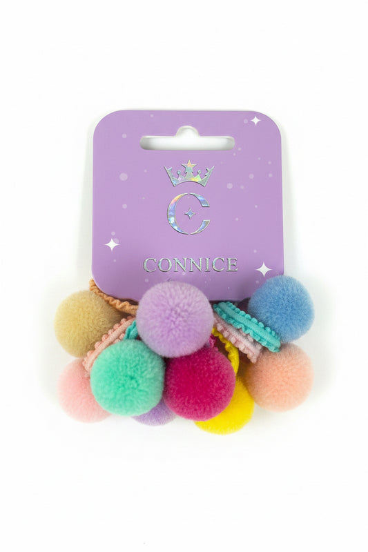 C/NICE HC08789 8PC MINI POMPOM HAIR TIES