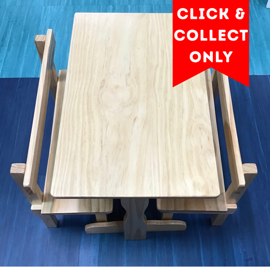 DROUIN WOODEN BENCH CHAIR & TABLE
