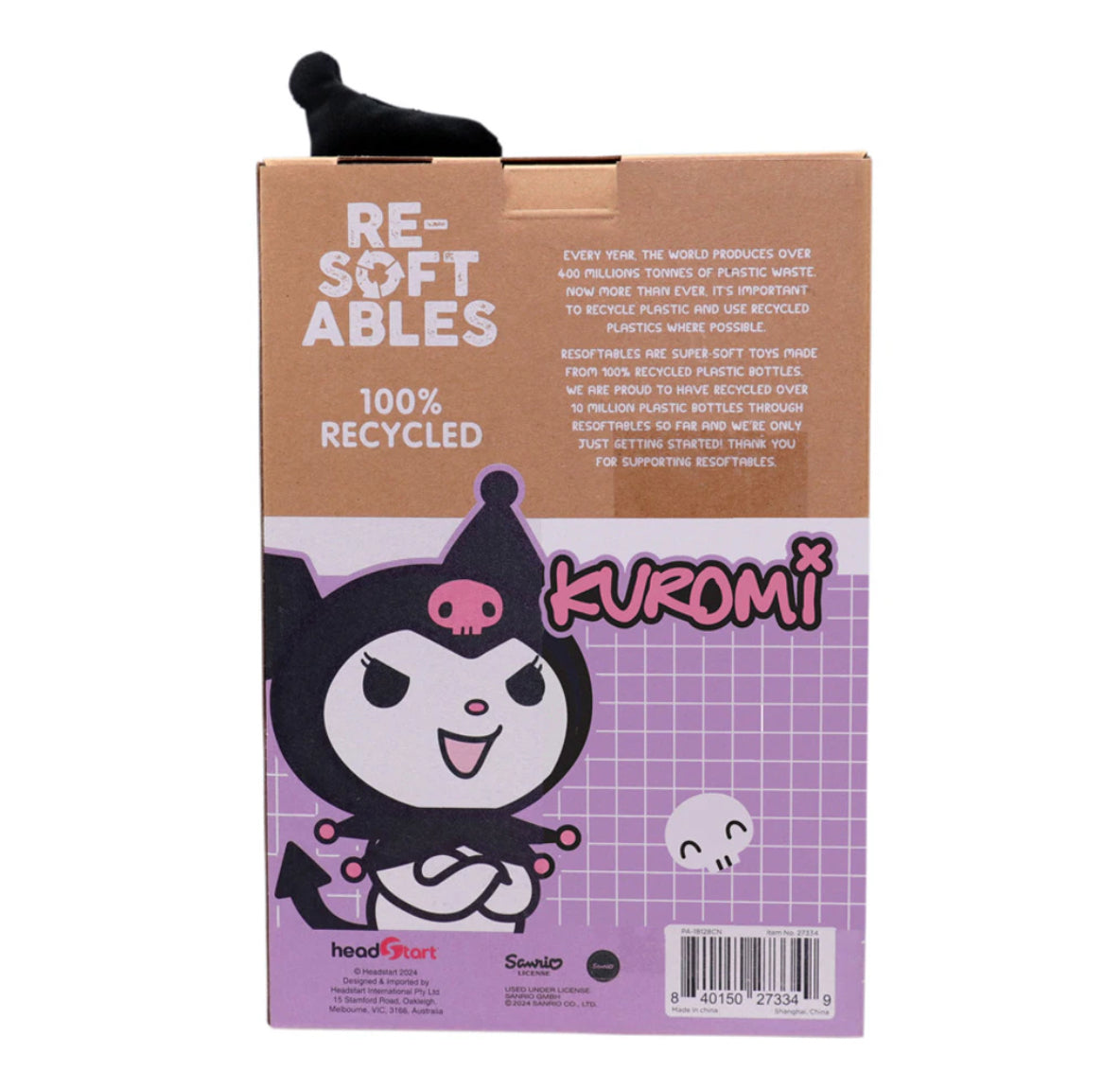 RESOFTABLES HELLO KITTY KUROMI 10" PLUSH