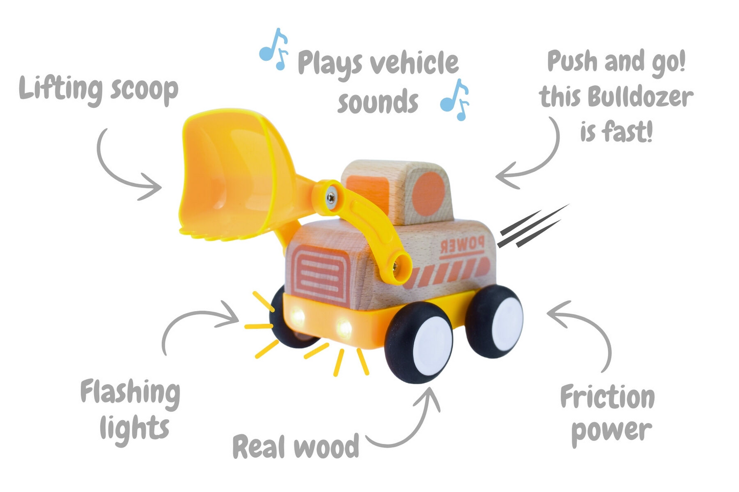 WOODEN FRICTION L&S BULLDOZER