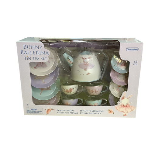 TIN TEA SET 15PC BUNNY BALLERINA