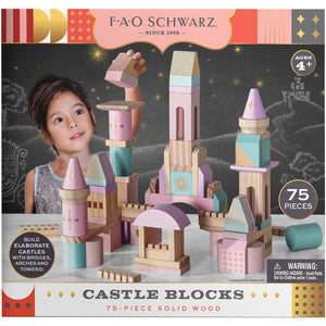 FAO WOOD CASTLE BLOCKS 75PC PINK