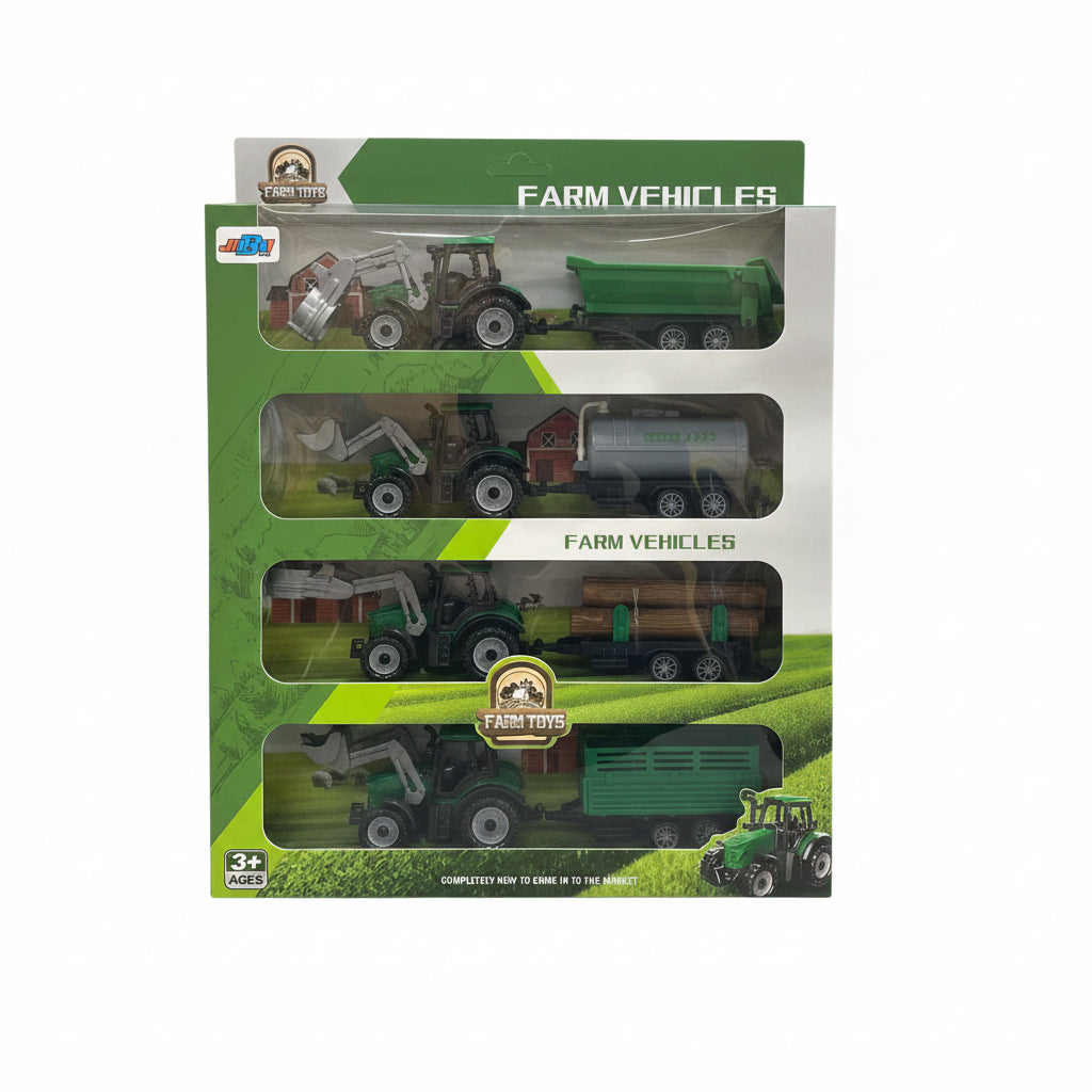 FARM VEHICLES TRACTORS AND TRAILERS 4PK
