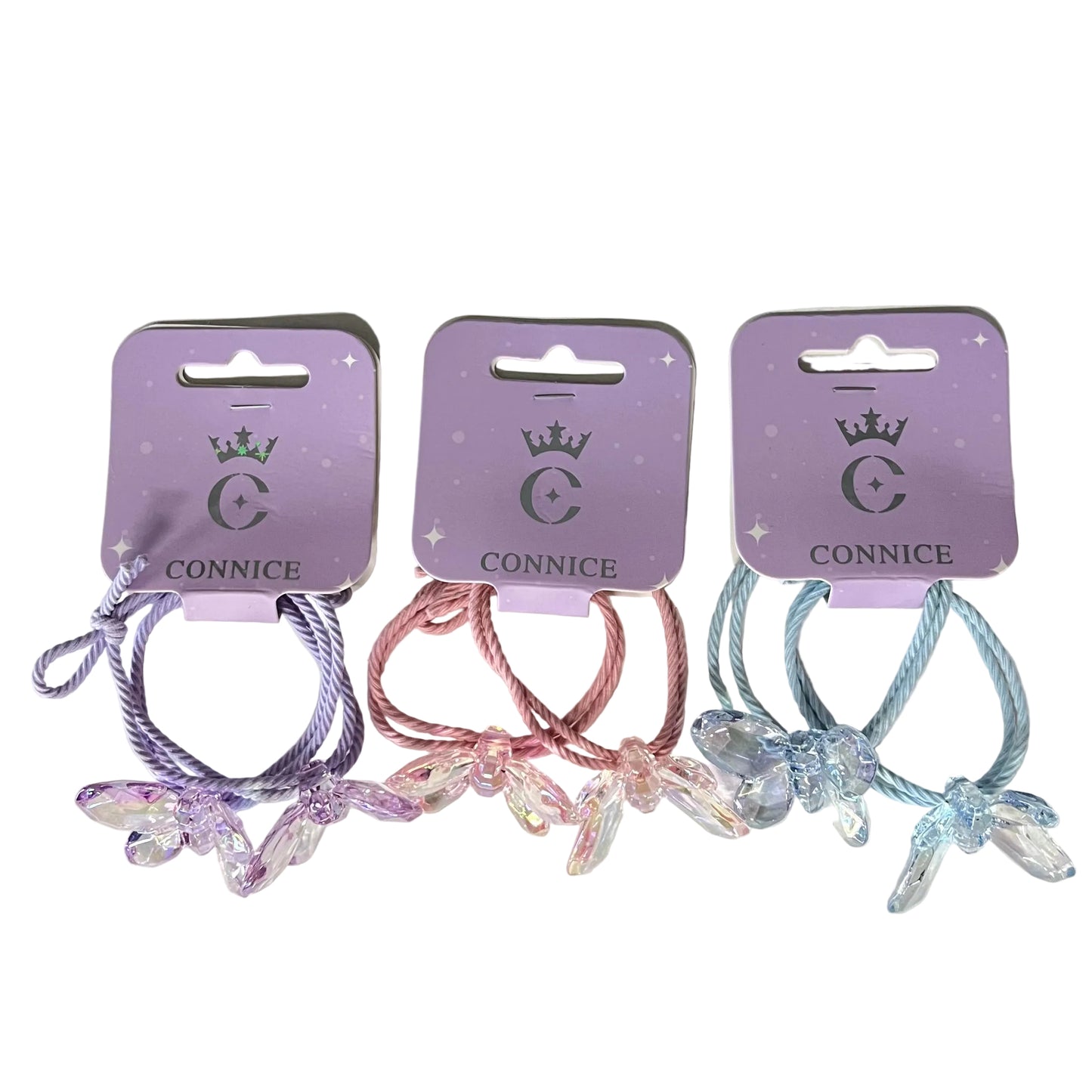 C/NICE HC05917 2PC B/FLY AST HAIR TIES